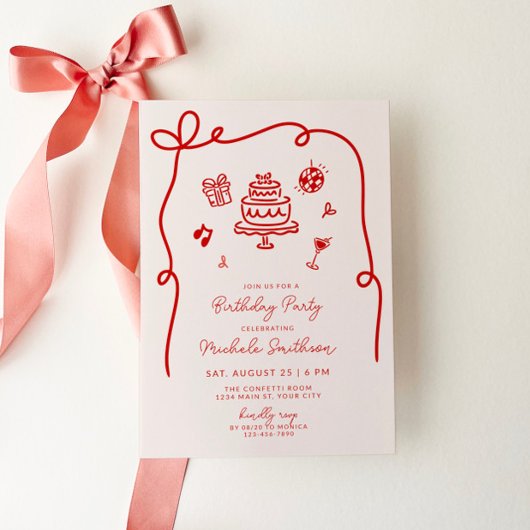 手お洒落引き誕生日パーティー 招待状