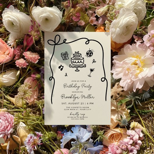 手お洒落引き誕生日パーティー 招待状