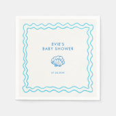 手お洒落引き貝殻の赤ちゃんシャワー スタンダードカクテルナプキン (正面)