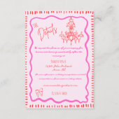 手お洒落引き赤い弓の波の結婚詳細 エンクロージャーカード (正面)