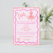 手お洒落引き赤い弓の波の結婚詳細 エンクロージャーカード (スタンド正面)