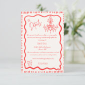 手お洒落引き赤い弓の波の結婚詳細 エンクロージャーカード (スタンド正面)