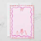 手お洒落引き赤い弓の波打結婚ち 招待状 (裏面)