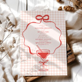 手お洒落引き赤い弓の波打結婚ち 招待状