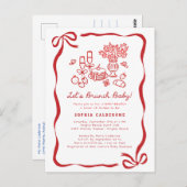 手お洒落引き赤ちゃんシャワーブランチ ポストカード (正面/裏面)