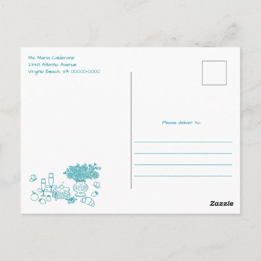 手お洒落引き赤ちゃんシャワーブランチ ポストカード (裏面)