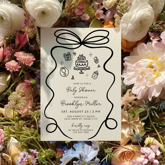 手お洒落引き赤ちゃんシャワー 招待状