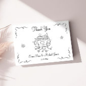 手お洒落引き車の結婚サンキューカード サンキューカード