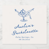 手お洒落引き青バチェロレッテ スパークリングワインラベル (シングルラベル)