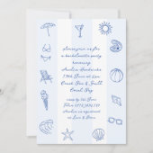 手お洒落引き青ビーチバチェロレッテ 招待状 (正面)