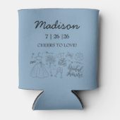 手お洒落引き青ブライダルシャワー 缶クーラー (正面)