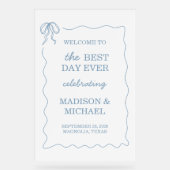 手お洒落引き青図解入りの、写真付きの結婚の アクリルサイン (正面)