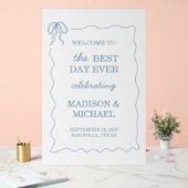 手お洒落引き青図解入りの、写真付きの結婚の アクリルサイン (ウェディング)