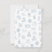 手お洒落引き青図解入りの、写真付きの結婚の サンキューカード (裏面)