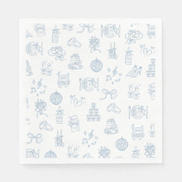 手お洒落引き青図解入りの、写真付きの結婚の スタンダードランチョンナプキン