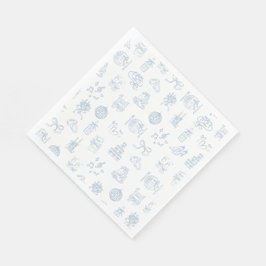 手お洒落引き青図解入りの、写真付きの結婚の スタンダードランチョンナプキン (角)