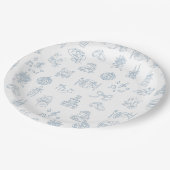 手お洒落引き青図解入りの、写真付きの結婚の ペーパープレート (アングル)