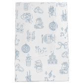 手お洒落引き青図解入りの、写真付きの結婚の ミディアムペーパーバッグ (裏面)