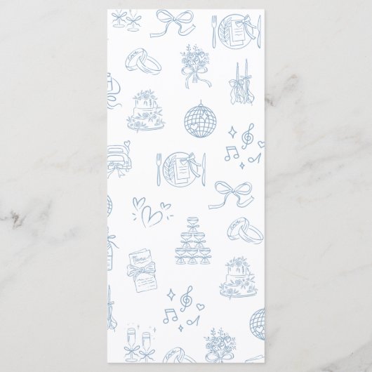 手お洒落引き青図解入りの、写真付きの結婚の メニュー (裏面)