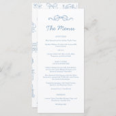 手お洒落引き青図解入りの、写真付きの結婚の メニュー (正面/裏面)