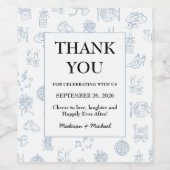 手お洒落引き青図解入りの、写真付きの結婚の ワインラベル (シングルラベル)