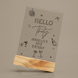 手お洒落引き30歳の誕生日ドリンクパーティー アクリルサイン