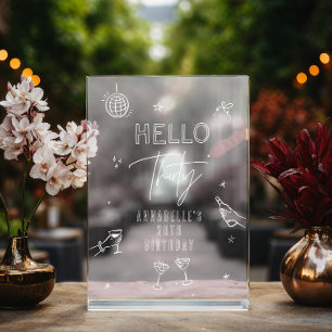 手お洒落引き30歳の誕生日ドリンクパーティー アクリルサイン