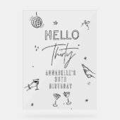 手お洒落引き30歳の誕生日ドリンクパーティー アクリルサイン (正面)