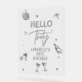 手お洒落引き30歳の誕生日ドリンクパーティー アクリルサイン (傾斜)