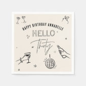 手お洒落引き30歳の誕生日ドリンクパーティー スタンダードカクテルナプキン (正面)