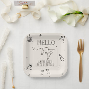 手お洒落引き30歳の誕生日ドリンクパーティー ペーパープレート