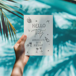 手お洒落引き30歳の誕生日ドリンクパーティー 招待状