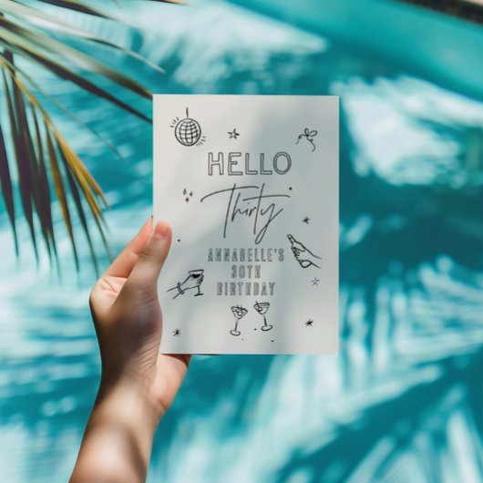 手お洒落引き30歳の誕生日ドリンクパーティー 招待状