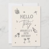 手お洒落引き30歳の誕生日ドリンクパーティー 招待状 (正面)