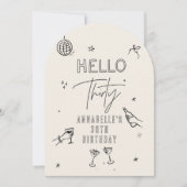 手お洒落引き30歳の誕生日ドリンクパーティー 招待状 (正面)