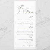 手お洒落引きBow Sage Green結婚のメニュー メニュー (正面)