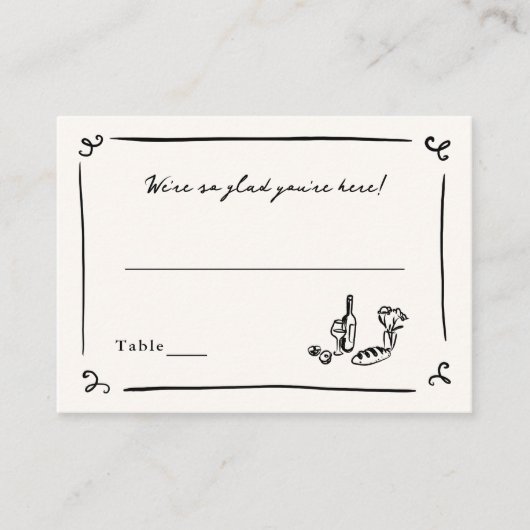 手お洒落引予算座席表 プレイスカード (正面)