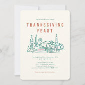 手お洒落感謝祭図解入りの、写真付きのディナー 招待状 (正面)