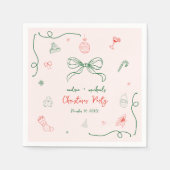 手お洒落描きおもしろいフランスのクリスマスパーティー スタンダードカクテルナプキン (正面)