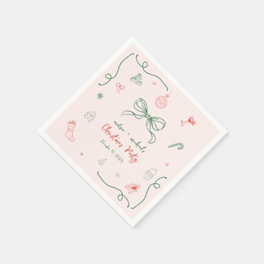手お洒落描きおもしろいフランスのクリスマスパーティー スタンダードカクテルナプキン (角)