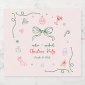 手お洒落描きおもしろいフランスのクリスマスパーティー スパークリングワインラベル (シングルラベル)