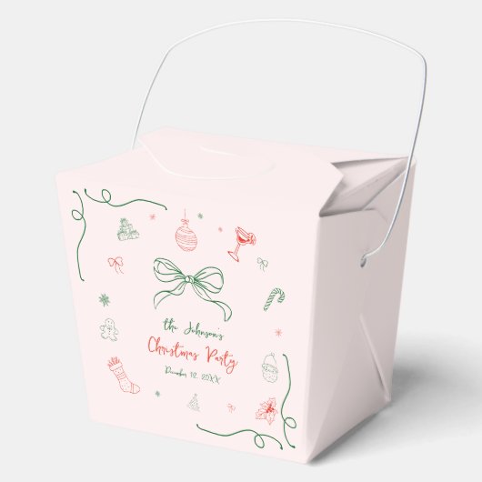 手お洒落描きおもしろいフランスのクリスマスパーティー フェイバーボックス (正面)