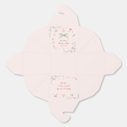 手お洒落描きおもしろいフランスのクリスマスパーティー フェイバーボックス (見開き)