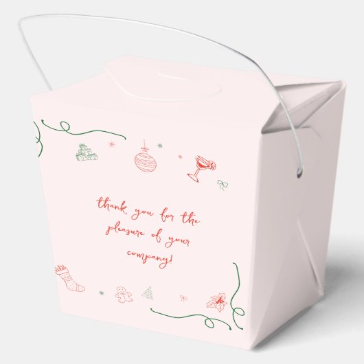 手お洒落描きおもしろいフランスのクリスマスパーティー フェイバーボックス (裏面)