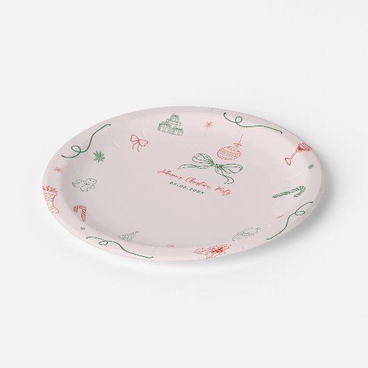 手お洒落描きおもしろいフランスのクリスマスパーティー ペーパープレート (アングル)