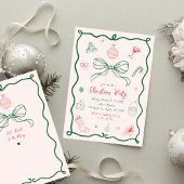 手お洒落描きおもしろいフランスのクリスマスパーティー 招待状