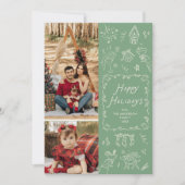 手お洒落描きアイコン緑クリスマス2写真 シーズンカード (正面)