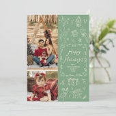 手お洒落描きアイコン緑クリスマス2写真 シーズンカード (スタンド正面)