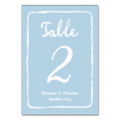 手お洒落描きシンプル淡青色ホワイト テーブルナンバー (裏面)