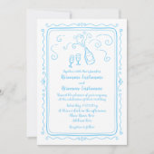 手お洒落描きドードルカスタムカラー結婚ズ 招待状 (正面)